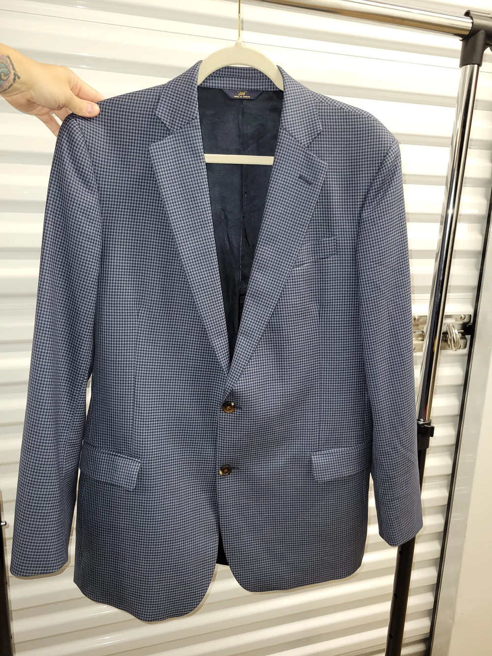Men's Blue Micro-Check Blazer